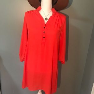 Red buttoned tunic dress